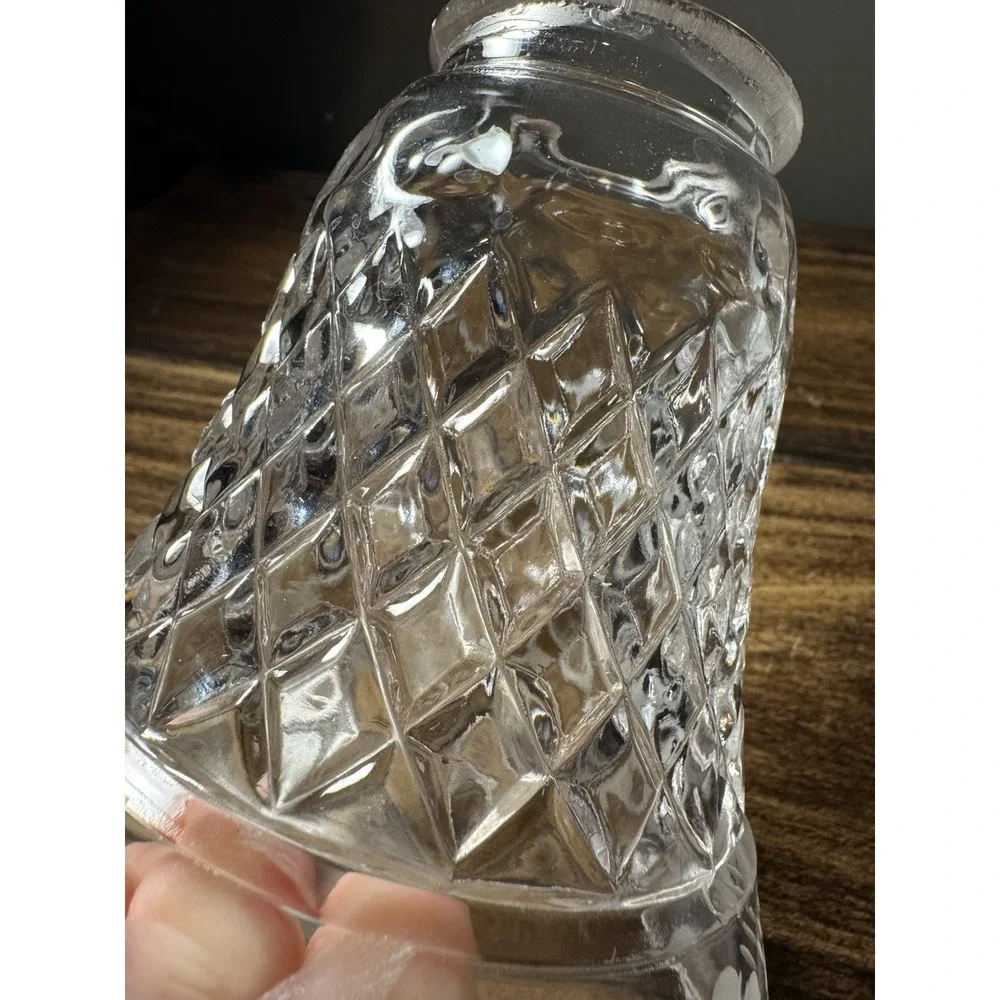 Vintage Cottagecore Country Clear Glass Lamp‎ Shade Diamonds Etched Floral